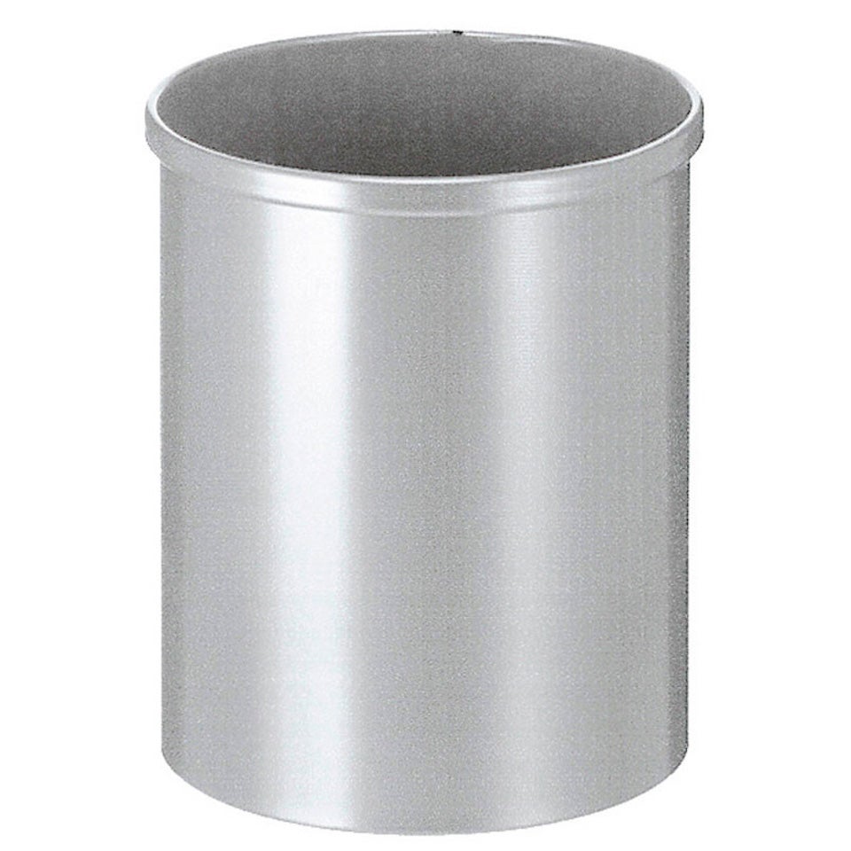 PROREGAL Stijlvolle ronde metalen prullenbak 15 liter HxØ 30,5 x 25,5 cm Zilver