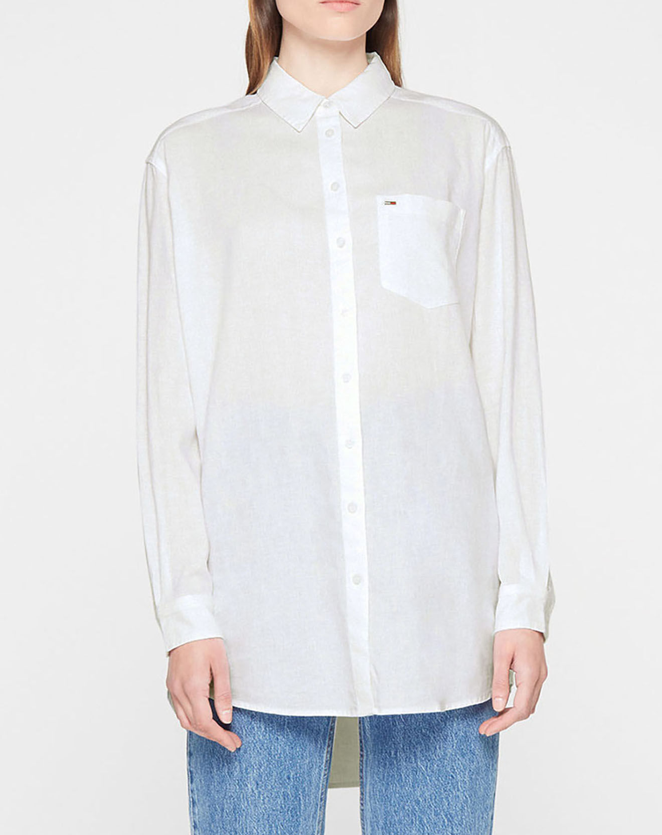 Tommy Jeans Chemise en Lin mélangé regular fit relaxed long blanche