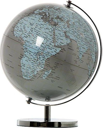 DONREGALOWEB Wereldbol - Zilveren bol met chromen voet 25 cm, zilver en blauw, diameter 25 cm