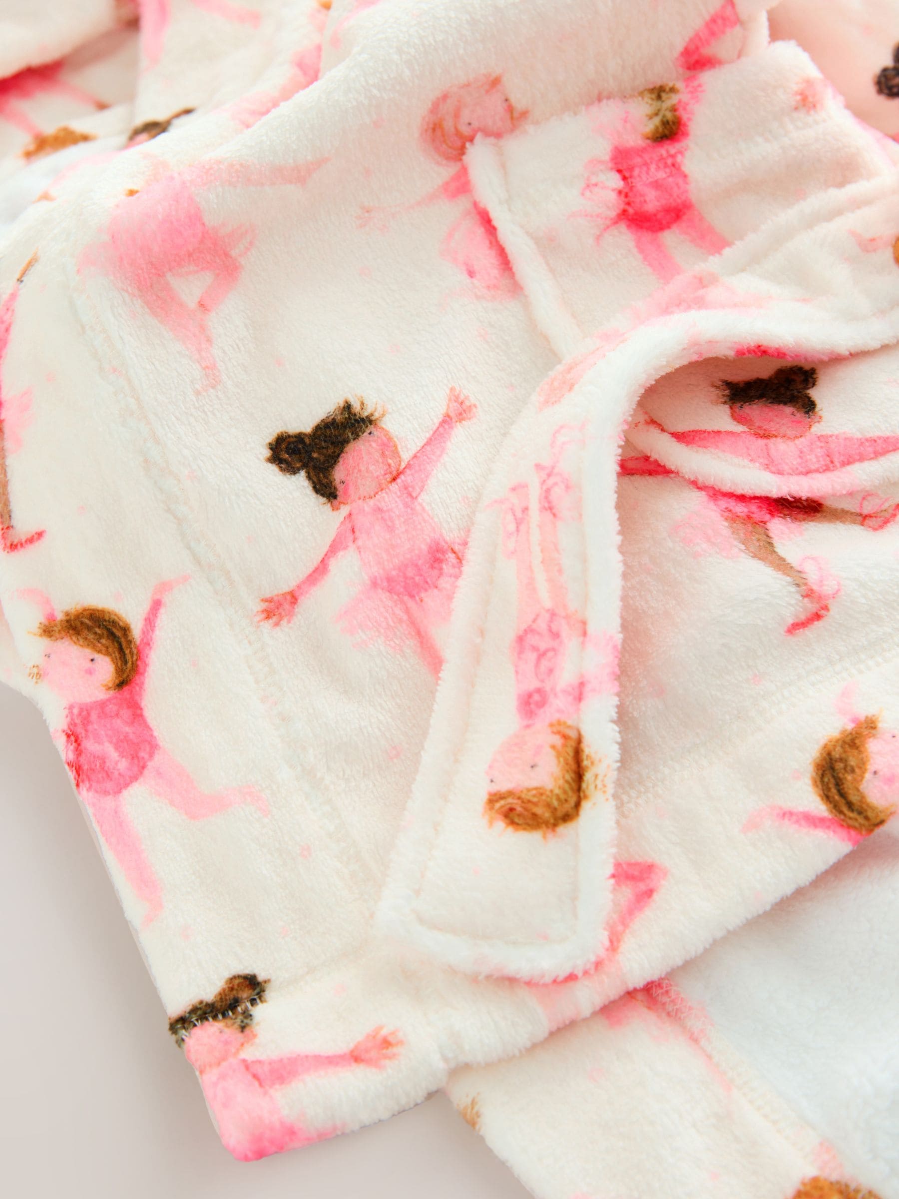 Wit/roze ballerina - Fleece kamerjas (9mnd -16jr)