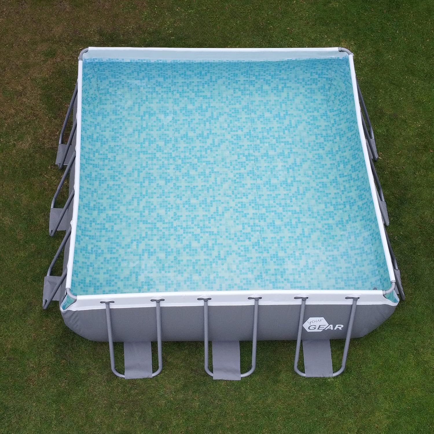 your GEAR Piscine à cadre en acier - Différents modèles/tailles - Ronde, rectangulaire ou carrée - 70-122 cm de haut - Avec cadre en acier - 300 x 200, 300 x 300, 400 x 200, Ø 366 cm, Ø 457 cm