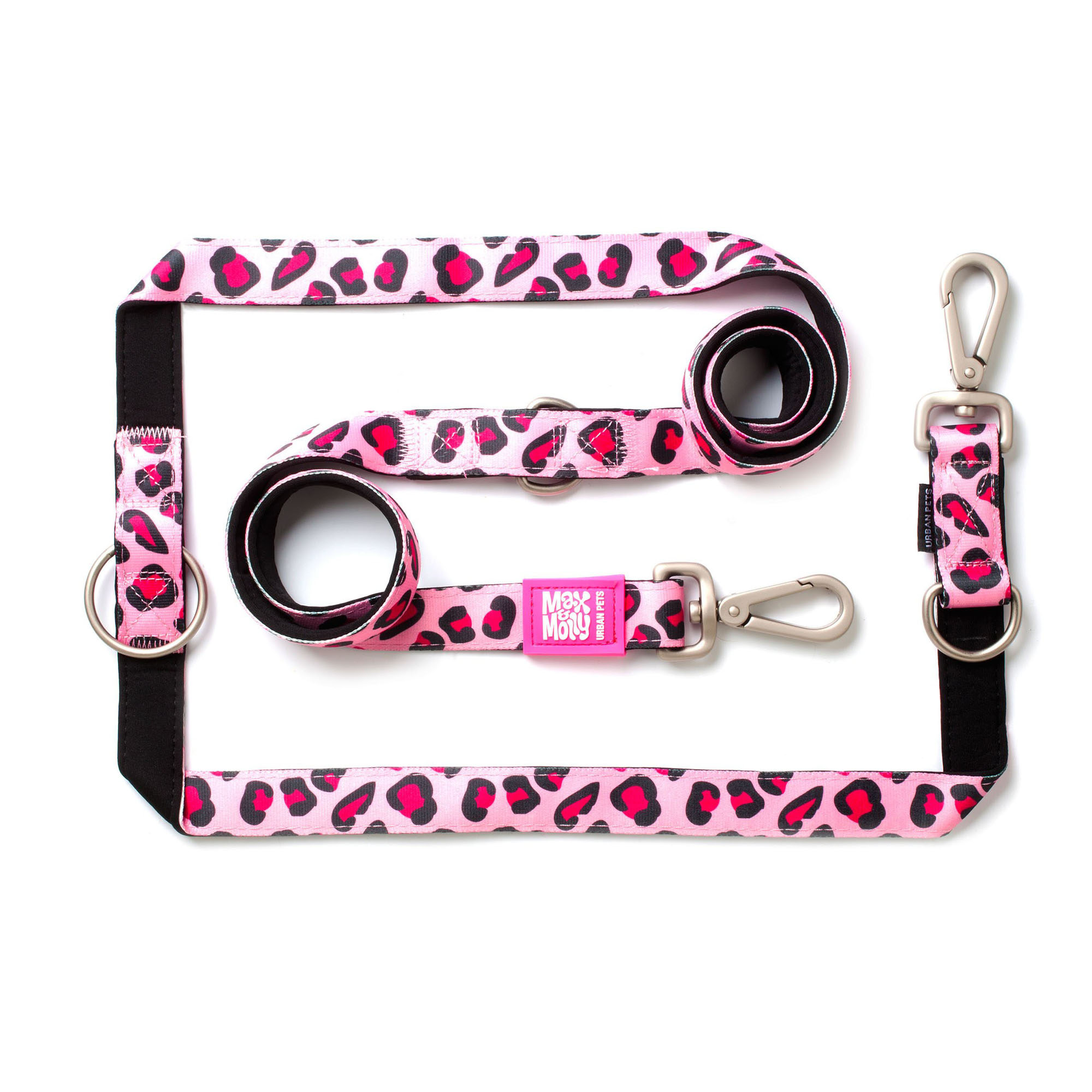 Max & Molly Multi-Function Hondenriem - Leopard Pink