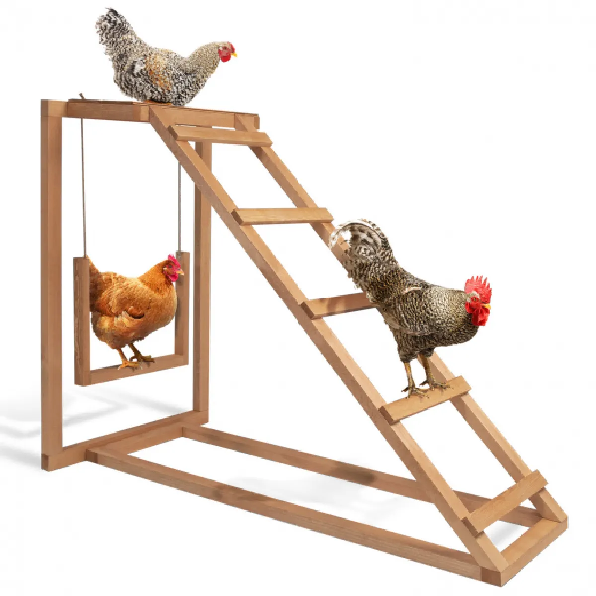Idmarket MARKET Aire de jeux bois poules avec balançoire