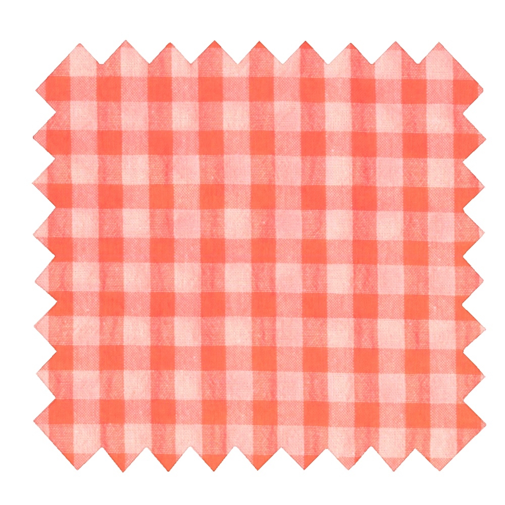Coupon Tissu 50 Cm Ex2426 Vichy Seersucker Orange Fluo