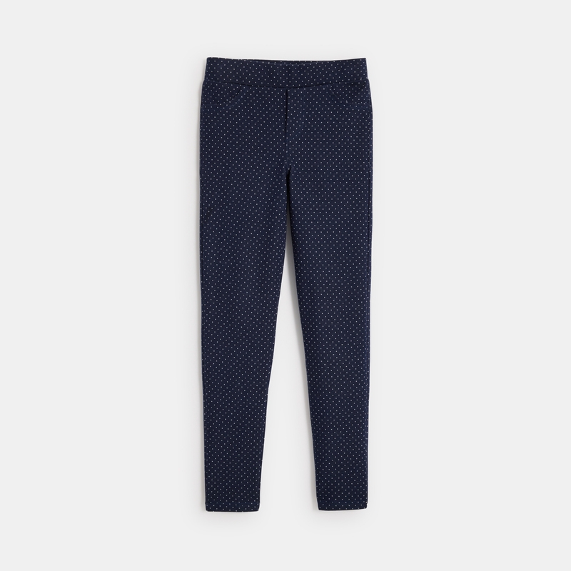 Jegging à pois en jersey milano bleu fille