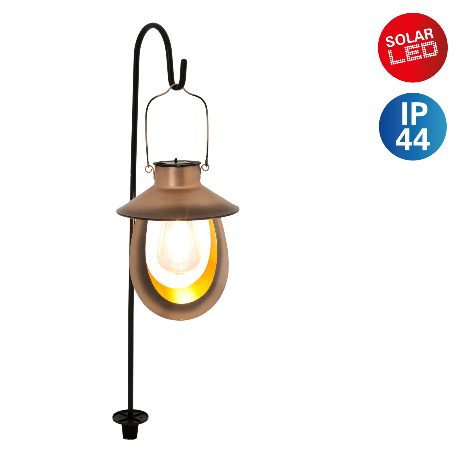 Solar-Pendelleuchte - kupfer-schwarz - 90 cm hoch