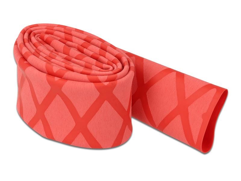 Delock Schrumpfschlauch X-Muster rutschfest 1 m x 20 mm Rot Schrumpfschlauch X-Muster rutschfest 1 m x 20 mm rot