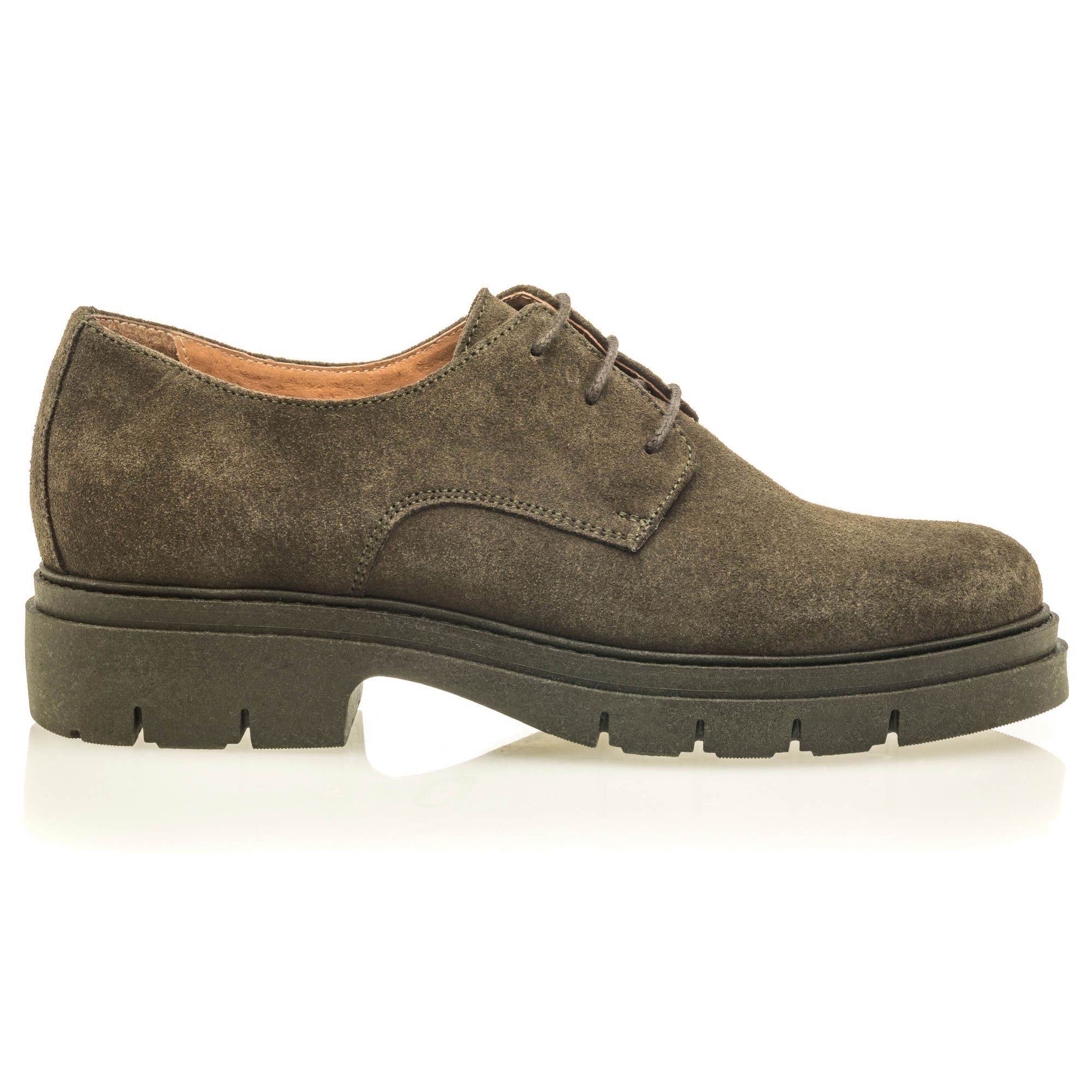 Derbies Femme en cuir kaki