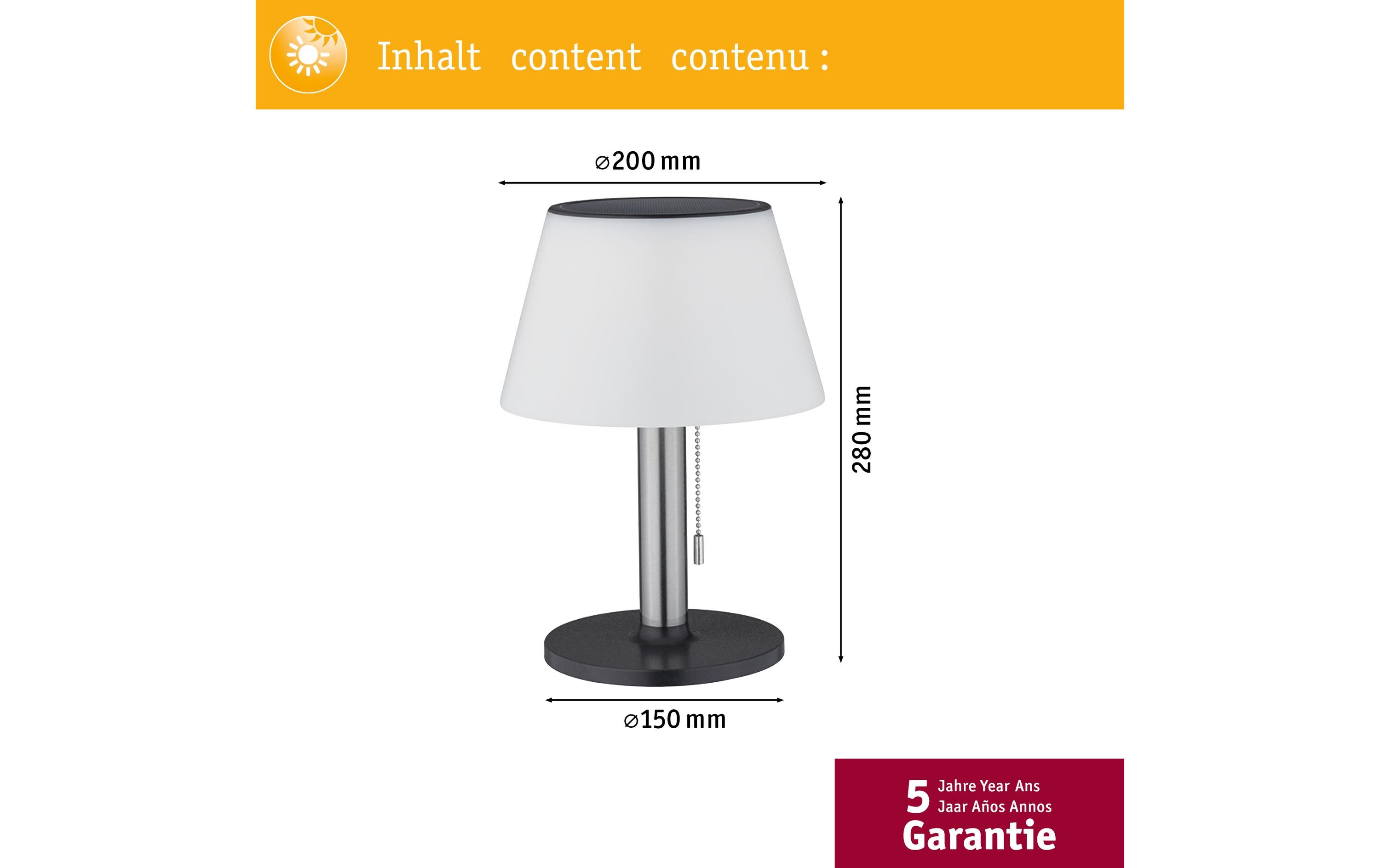 Tischleuchte Solar Outdoor Lillesol, 3000K, EdelstahlSolarbetriebene Tischleuchte