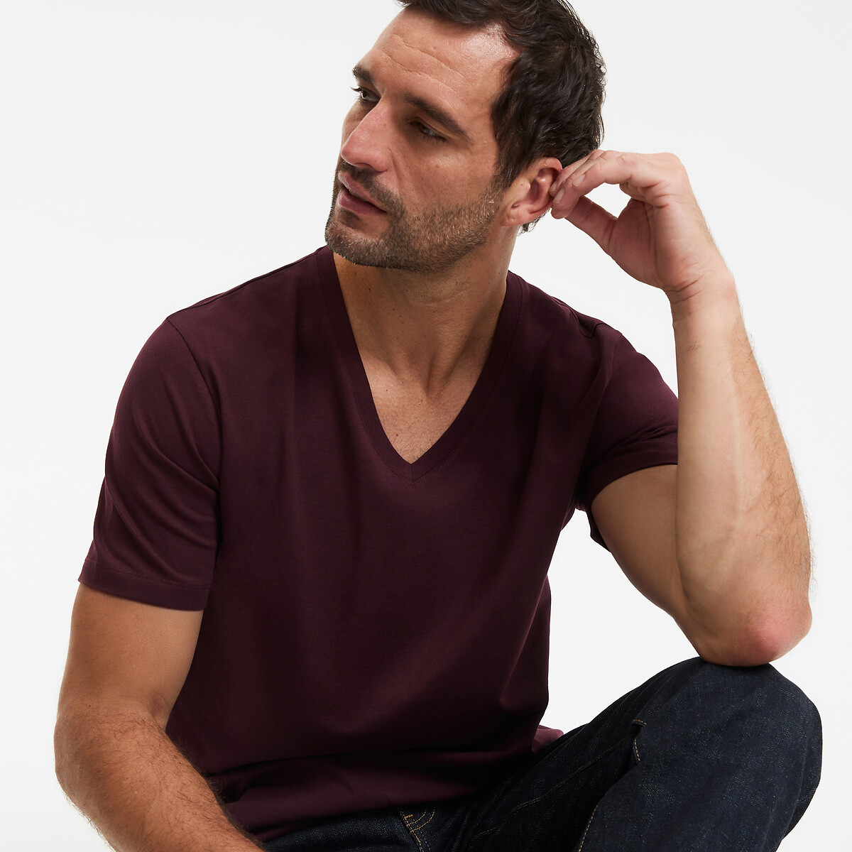COLEÇÃO LA REDOUTE<br>Camiseta de manga curta com decote em V