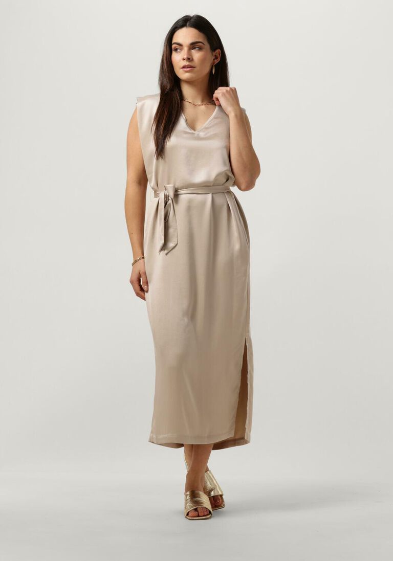 KNIT-TED zand knit-ted midi jurk talissa