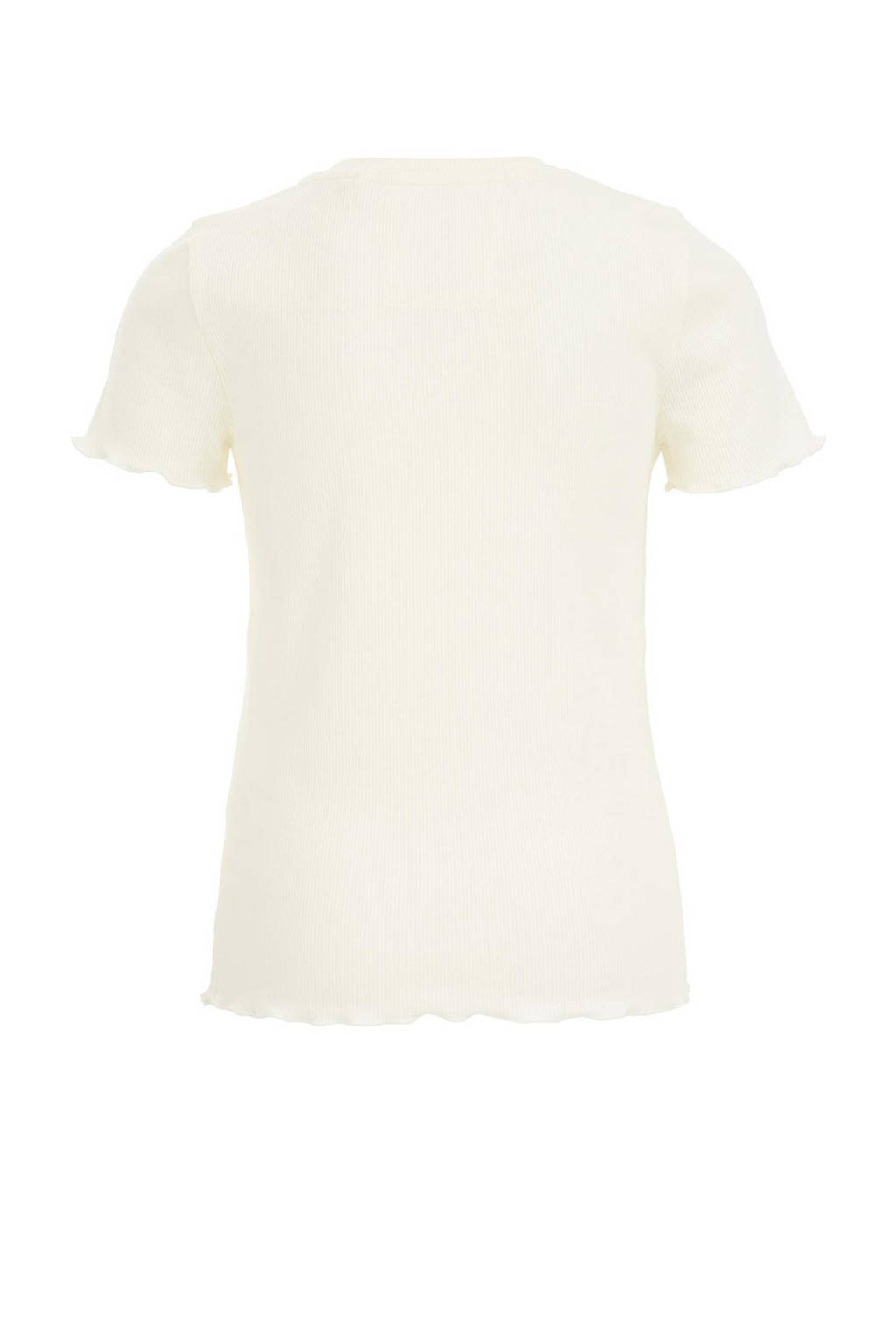 WE Fashion ribgebreid T-shirt offwhite