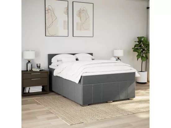 Sommier à lattes de lit avec matelas Gris foncé 160x200cm Tissu