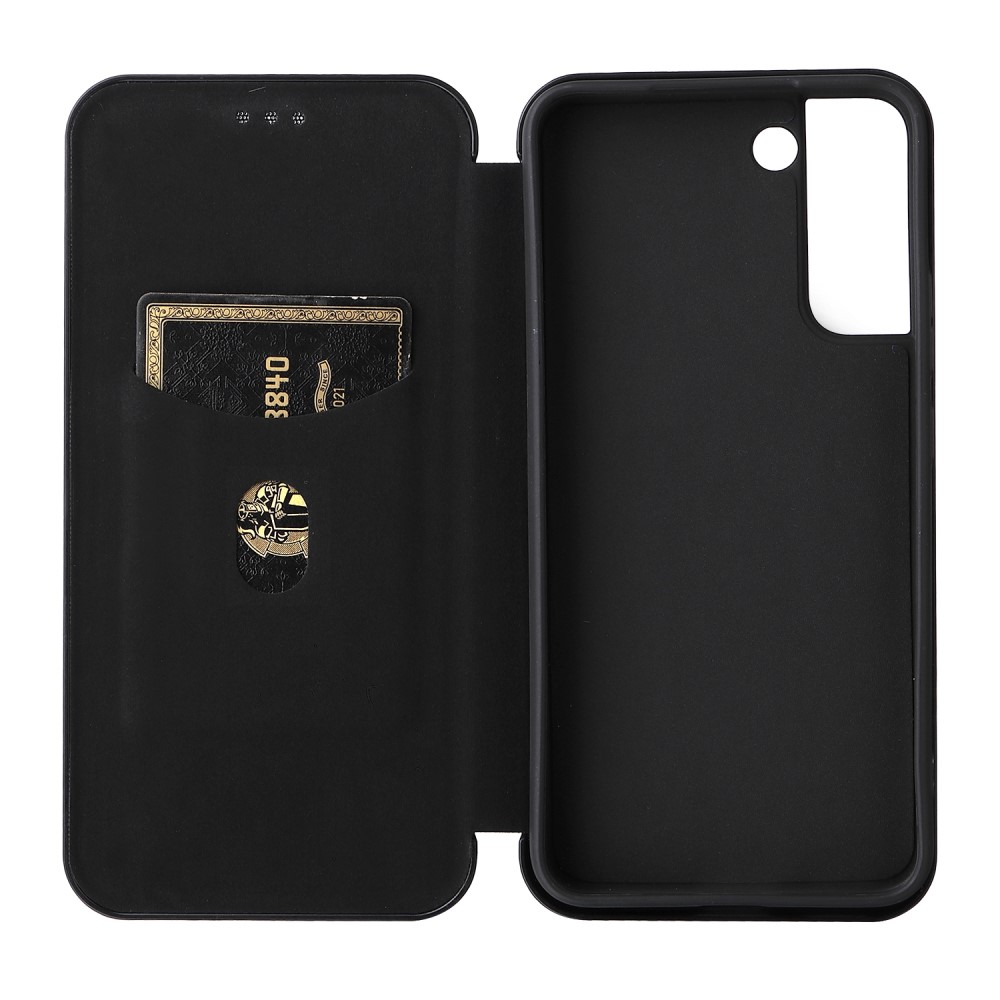 Samsung Galaxy S22 5G Leder Tasche Flip Cover Carbon Look - Schwarz