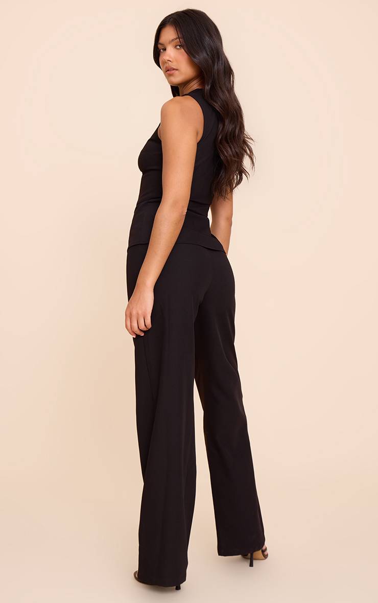 Noir Combinaison Pantalon Droit À Col Montant Style Gilet