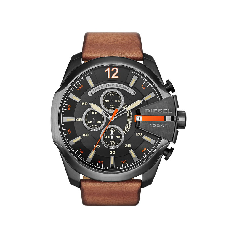 Montre Diesel homme chronographe acier noir cuir