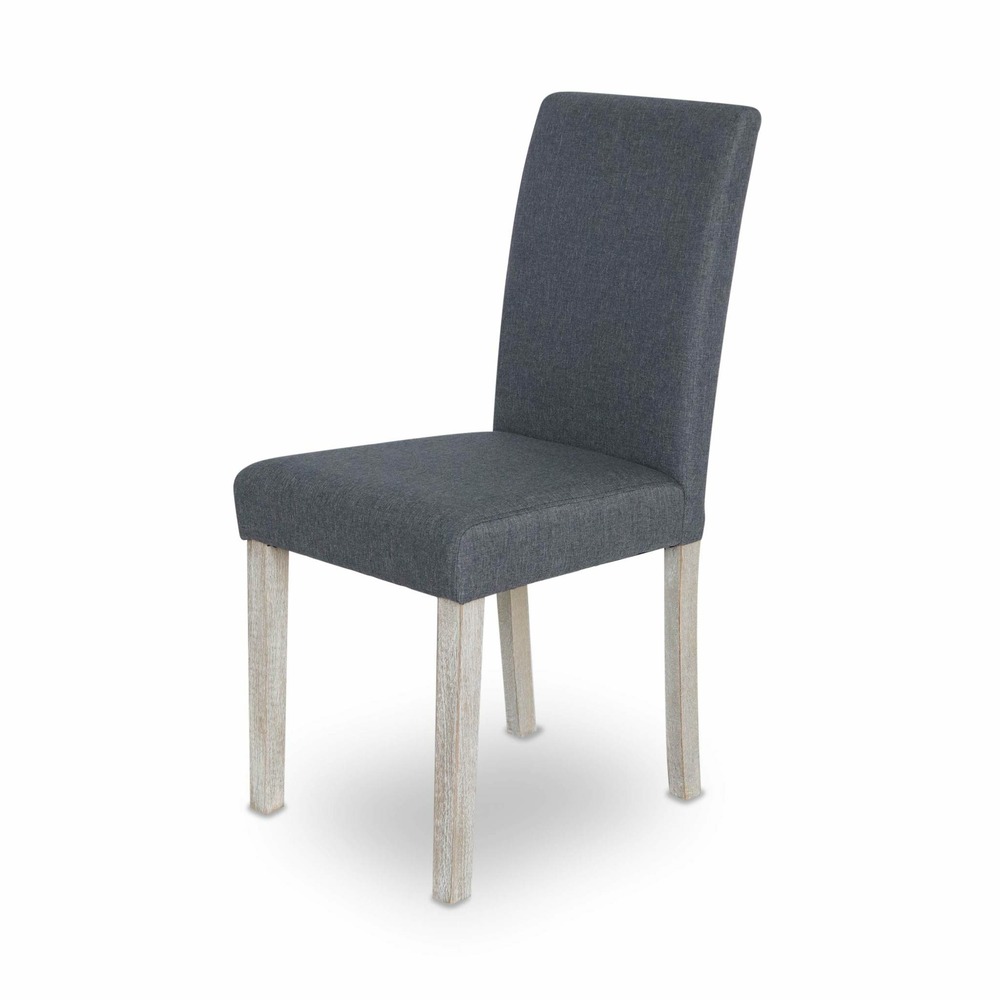 Lot de 4 chaises - rita - chaises en tissu. Pieds en bois cérusé. Gris foncés