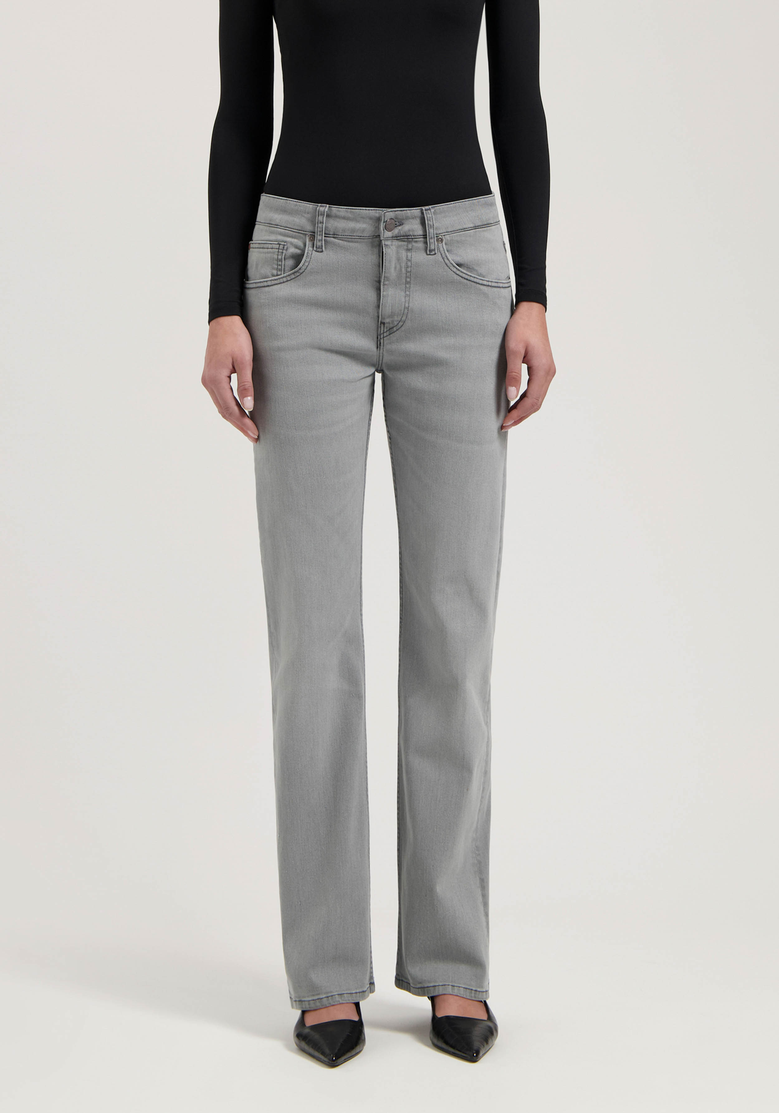 Mud Jeans Damenjeans Carry Mid Straight Light Grey