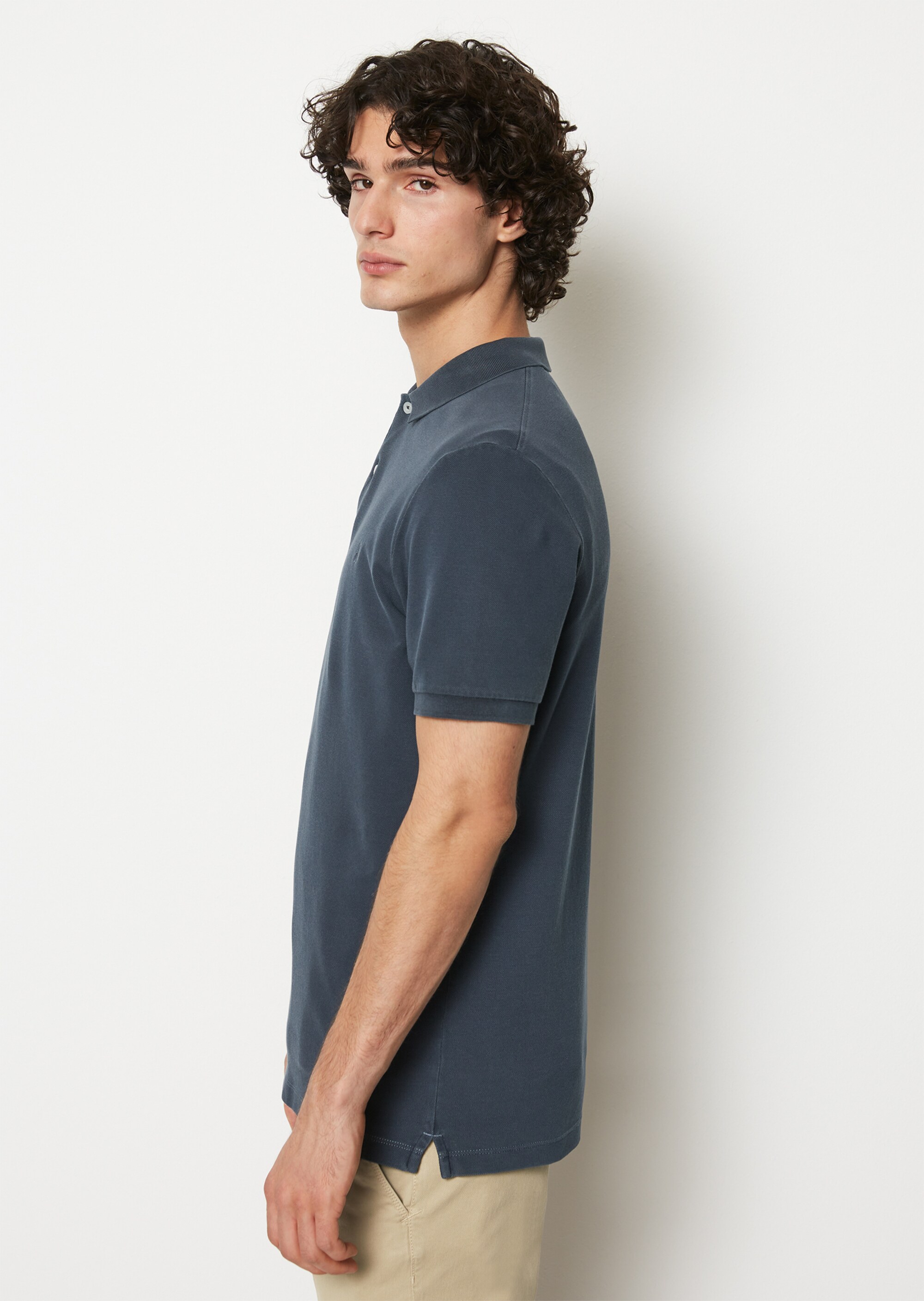 Kurzarm-Poloshirt Piqué shaped aus Organic Cotton-Stretch