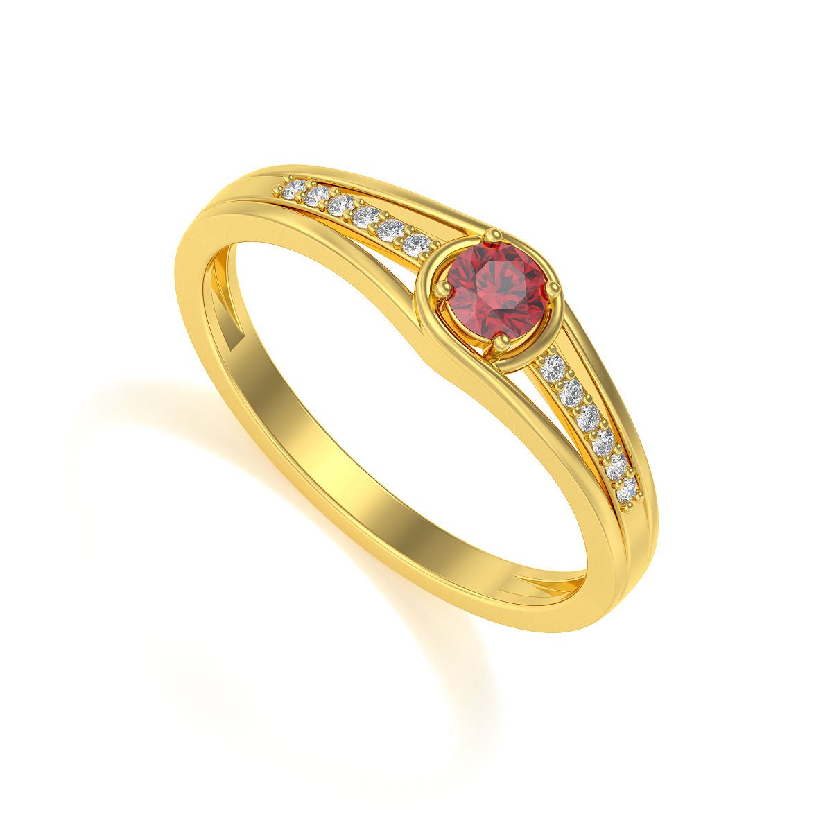 Bague ADEN Or 585 Jaune Rubis et diamants 2.295grs