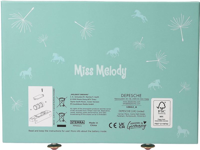 Depesche - Miss Melody - Juwelendoos - Turquoise/Roze - Paardenmotief/Roségoudpatroon
