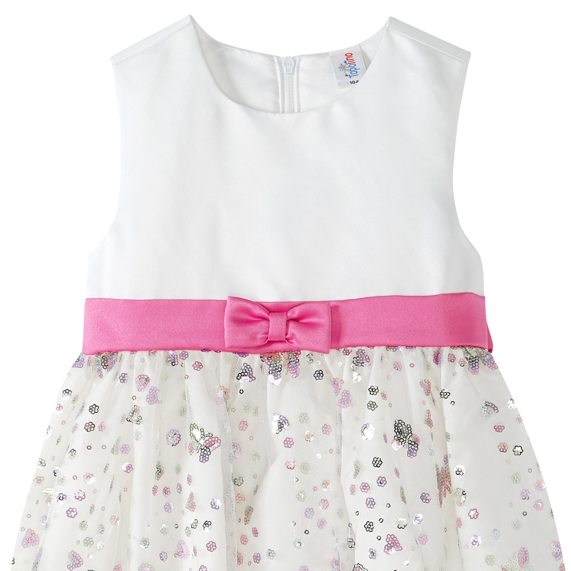 Topolino Festliches Mädchen Kleid mit Zierschleife cremeweiss