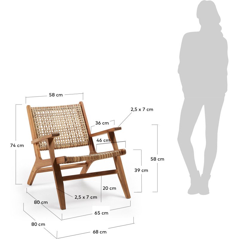 Fauteuil Grignoon - osier tressé - bois d'acacia massif