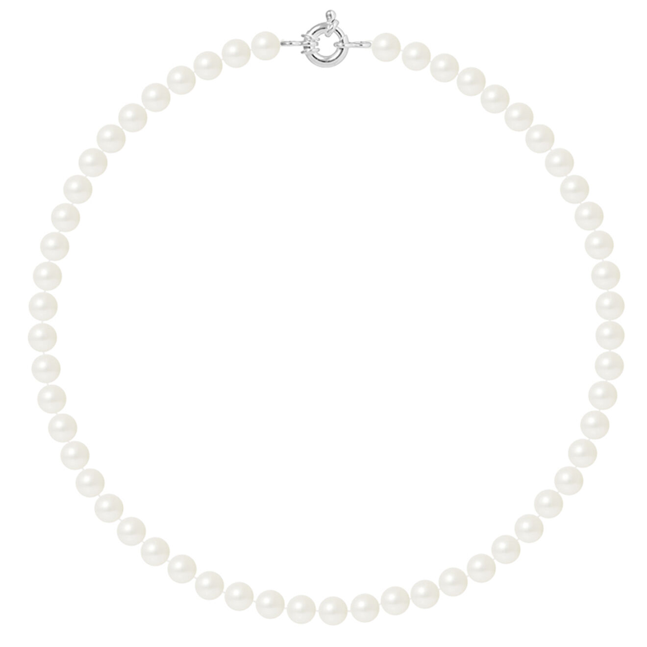 Mitzuko Collier Rang Argent Perles d'Eau Douce rondes blanc nacre naturel