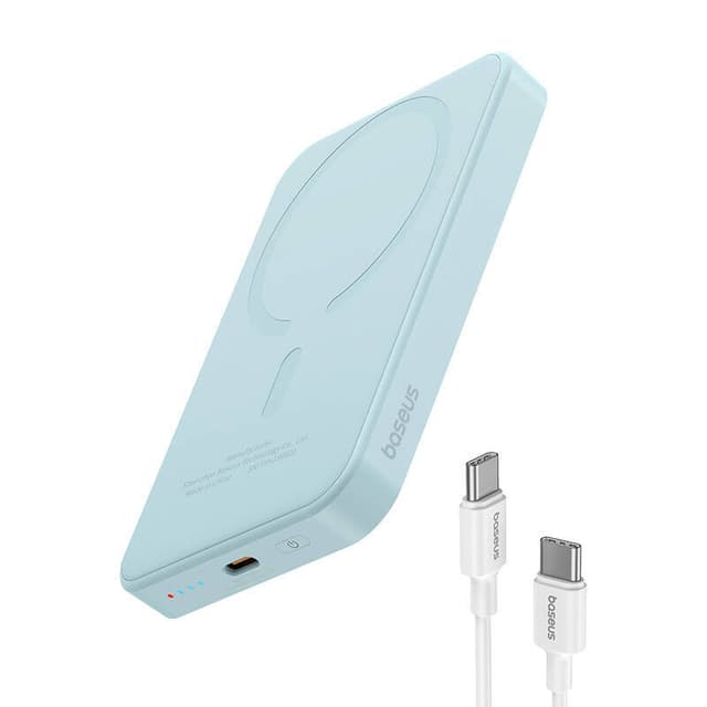 Magnetisk Mini Powerbank Baseus 5000mAh, USB-C 20W (blå)