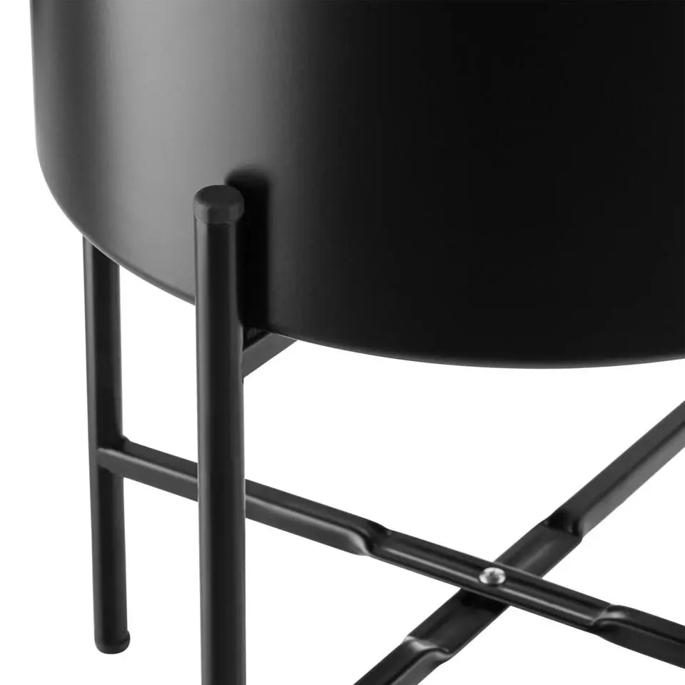 tectake Plantenstandaard Mine, 2-delige set, gepoedercoat staal, Zwart