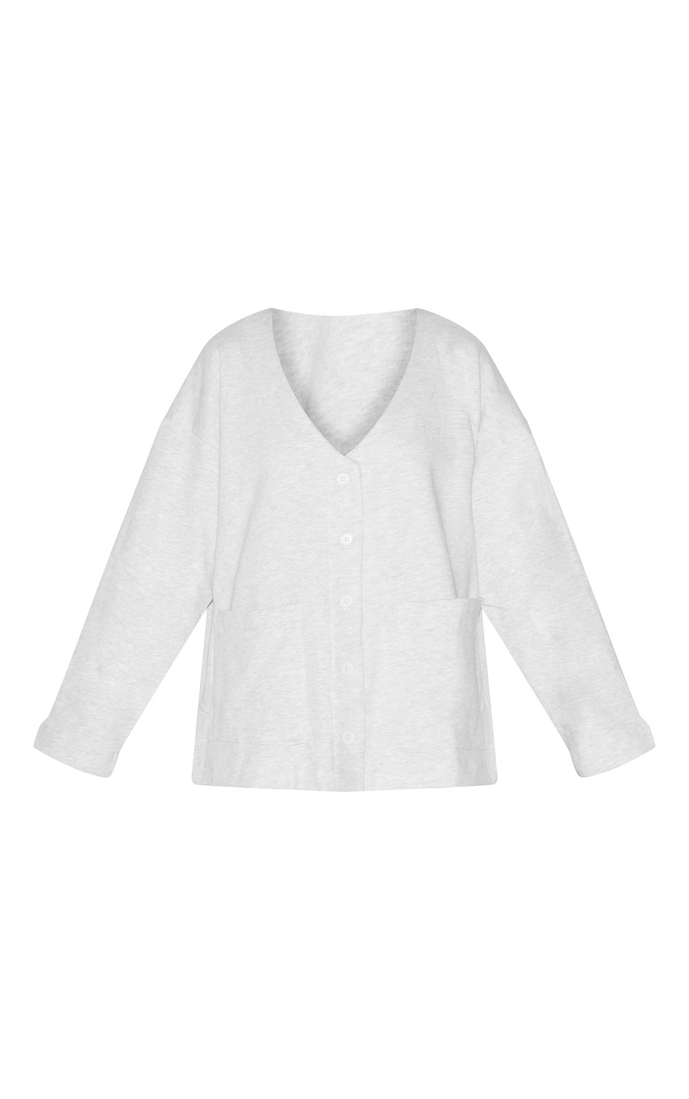 Gris Glace Cardigan Sweat Boutonné En Molleton Premium