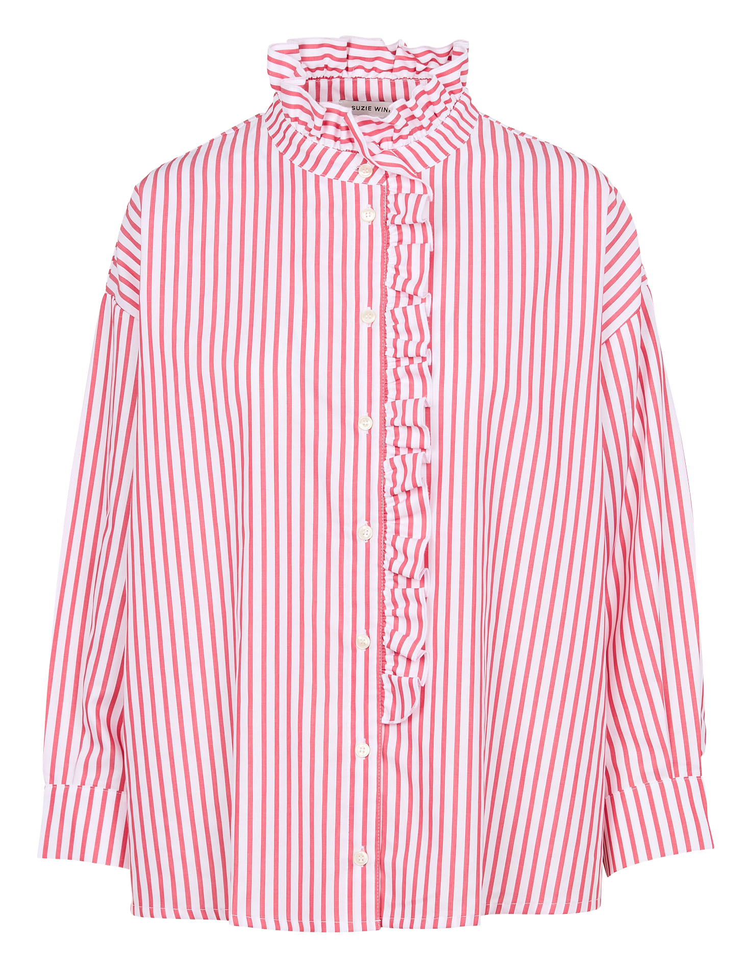 GILDA - Chemise col victorien ample en coton rayé | Rouge