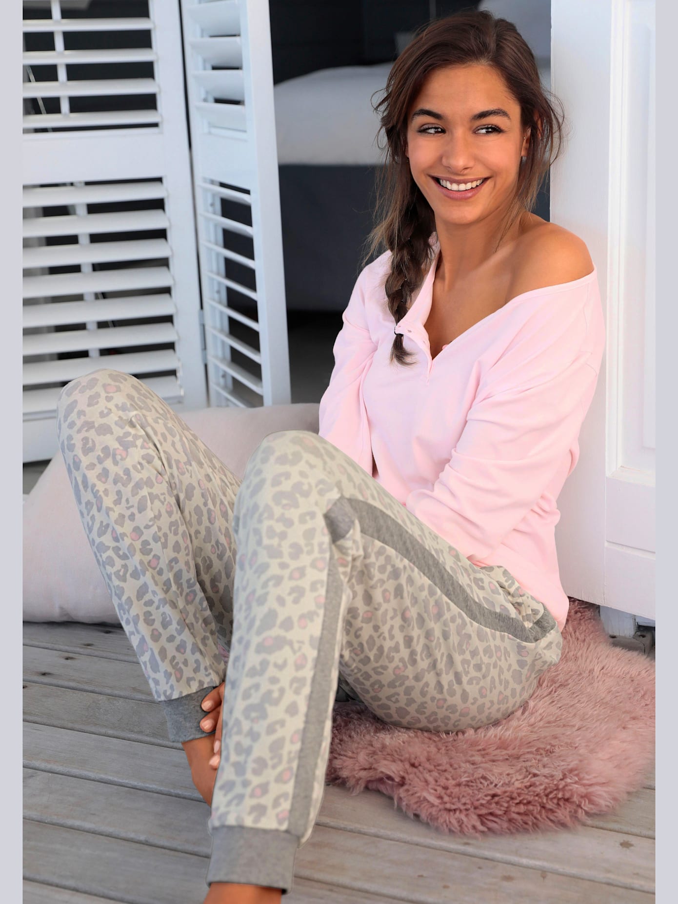 Pyjama imprimé, manches et jambes longues