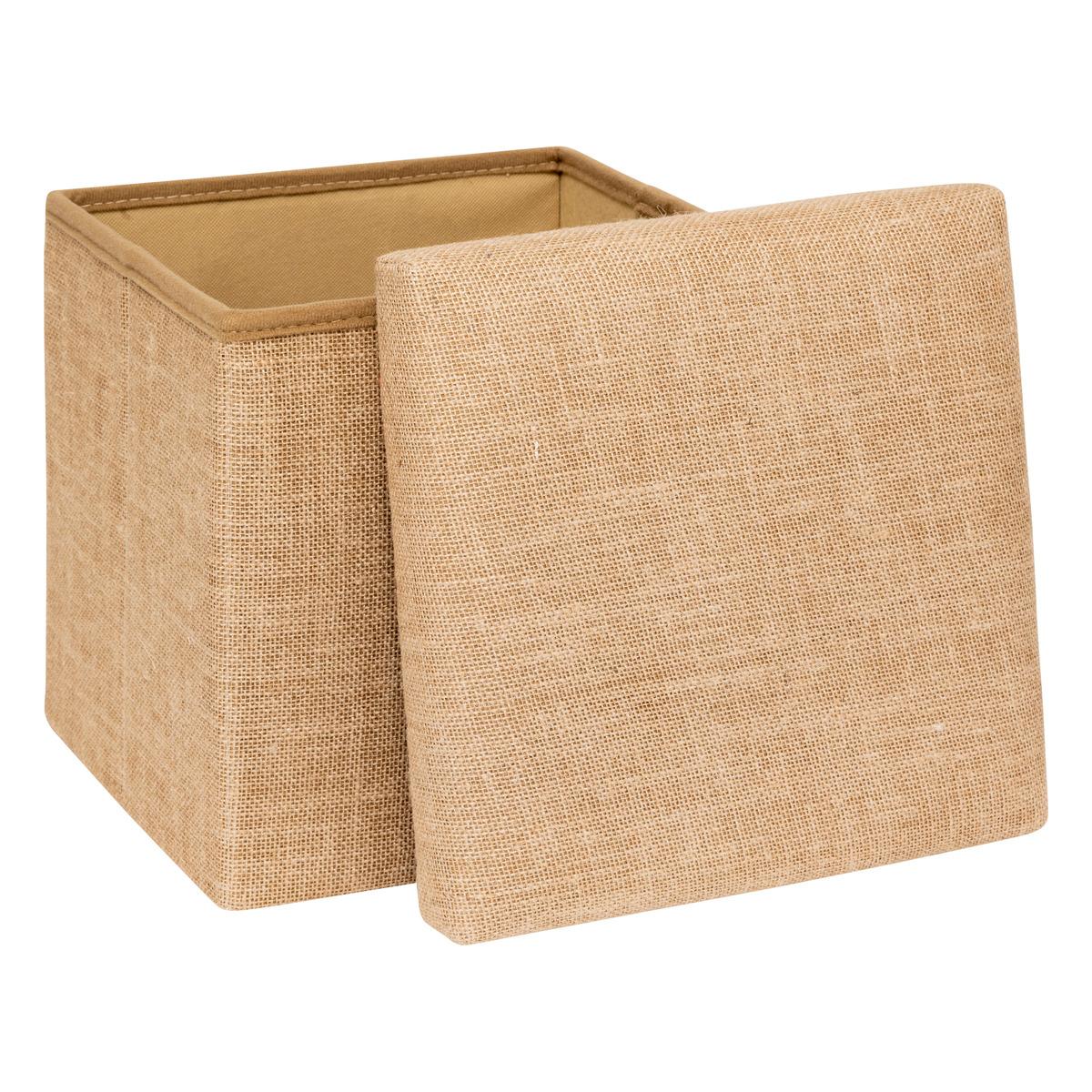 POUF PLIANT EFFET TOILE DE JUTE 31X31CM
