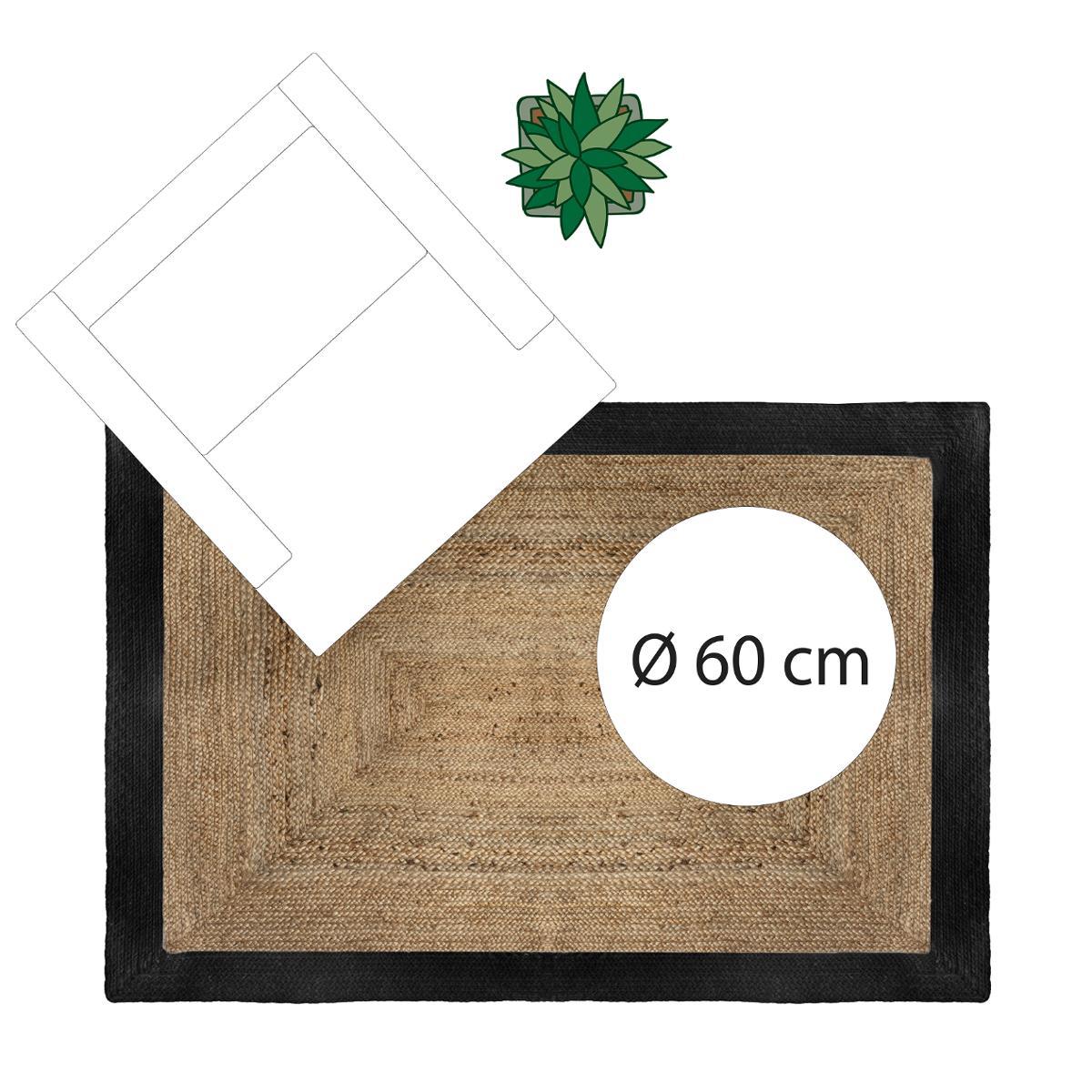 TAPIS JUTE BORD NOIR D.120X170CM