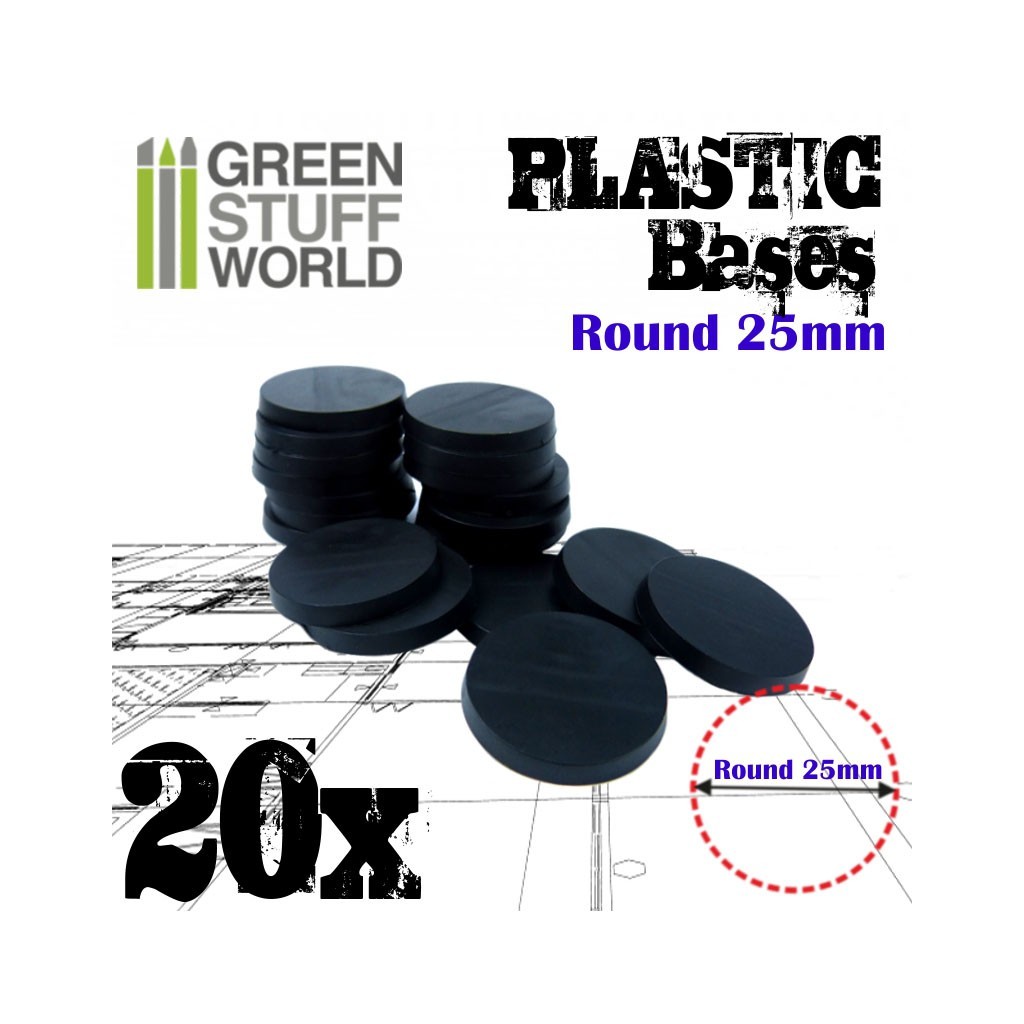 Socles de Plastique Ronds 25mm - Noir