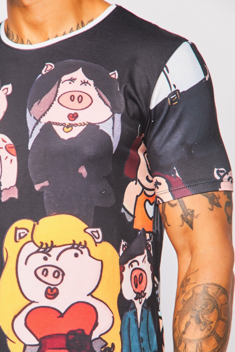 T-shirt noir Mister pig