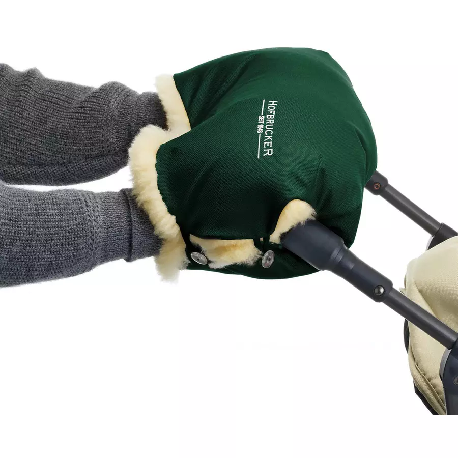 Hofbrucker LammfellhandWärmer für Kinderwagen Lammfell Handmuff Hergestellt in Deutschland tannengrün