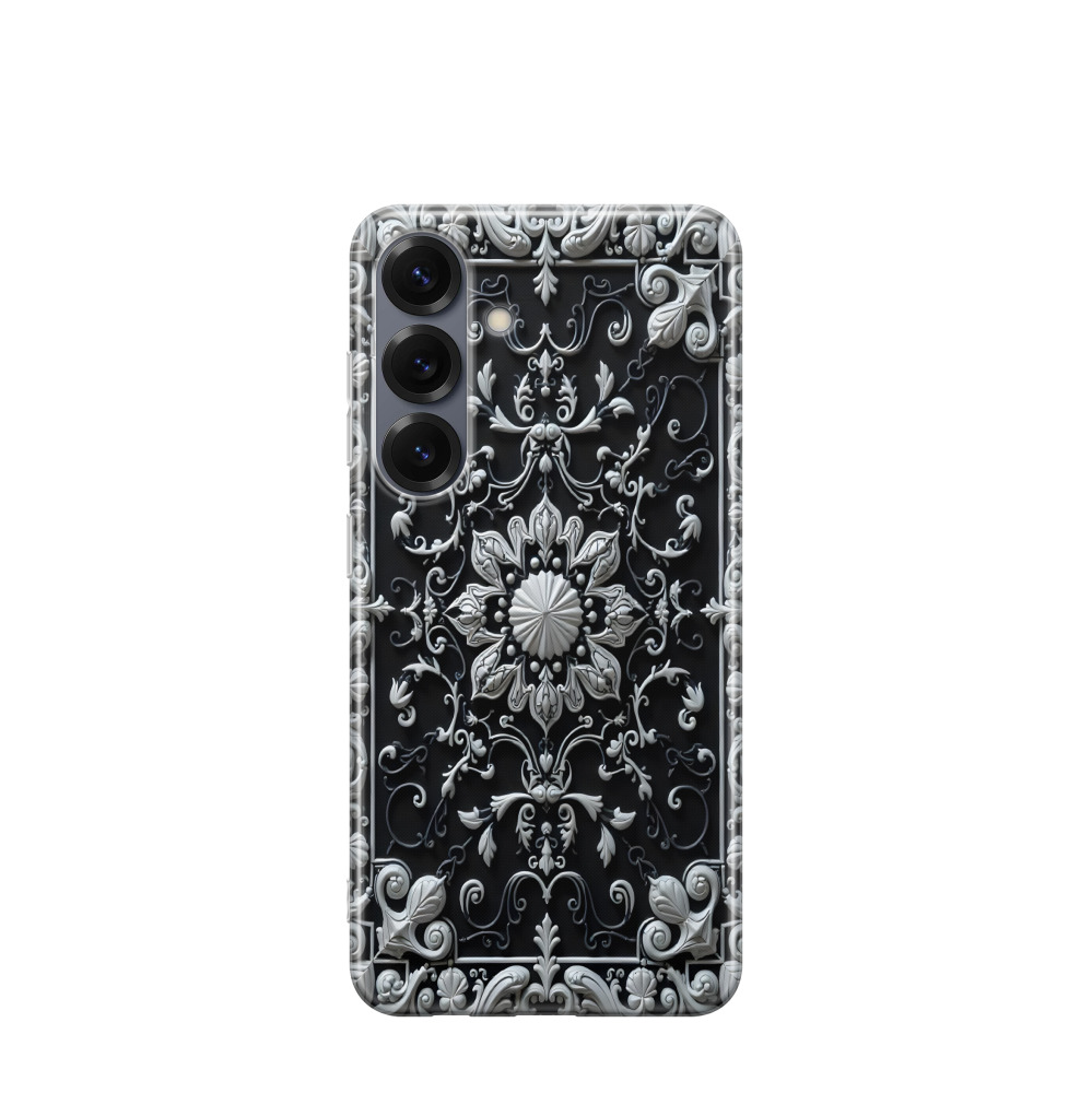 Samsung Galaxy S25 Gummi Hülle Mystik im Orient - Silber