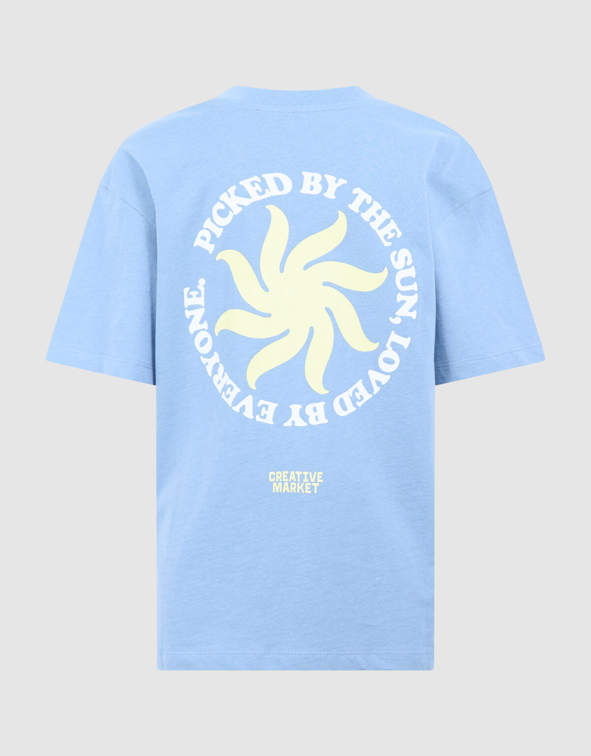 Market Artwork T-shirt Blauw