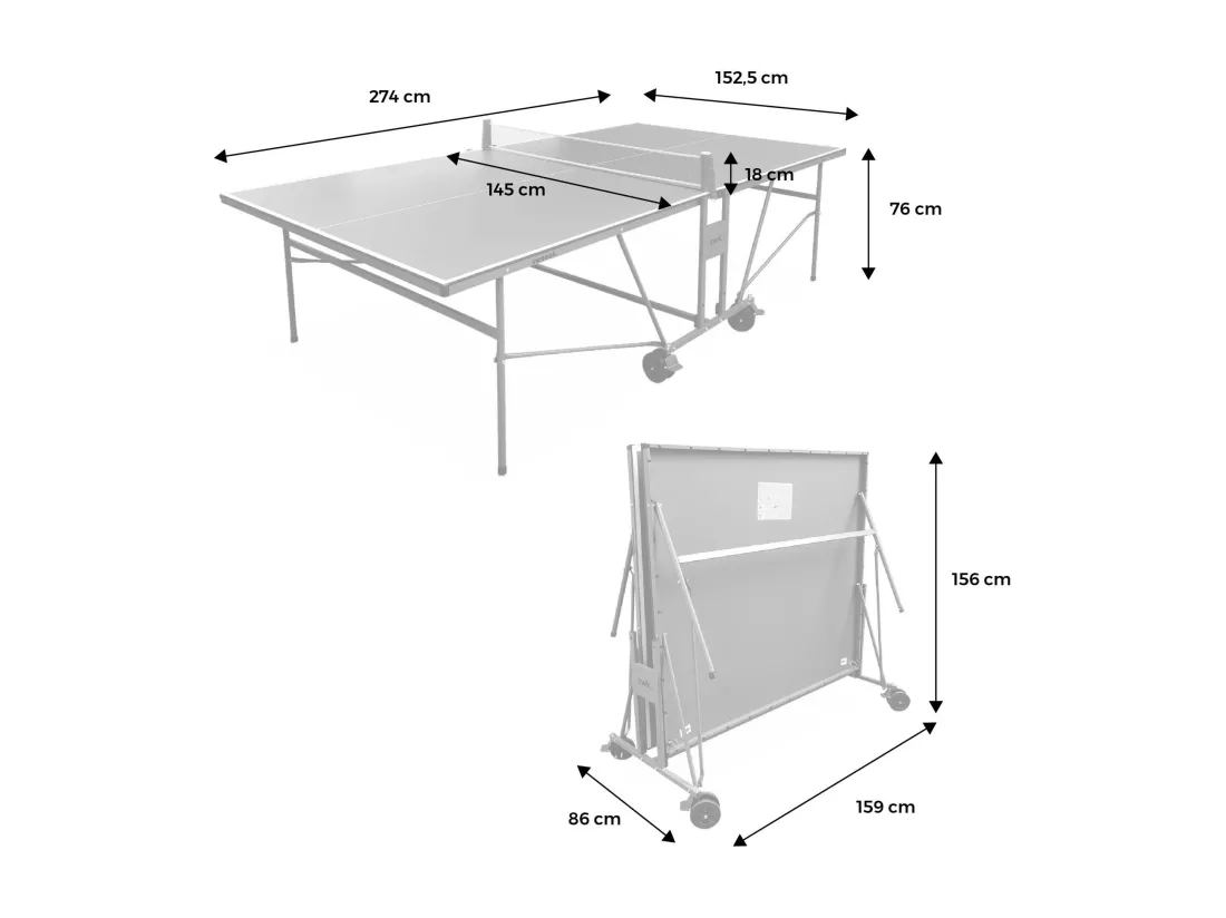 Table de ping pong INDOOR bleue - table pliable avec 4 raquettes et 6 balles. pour utilisation intérieure. sport tennis de table