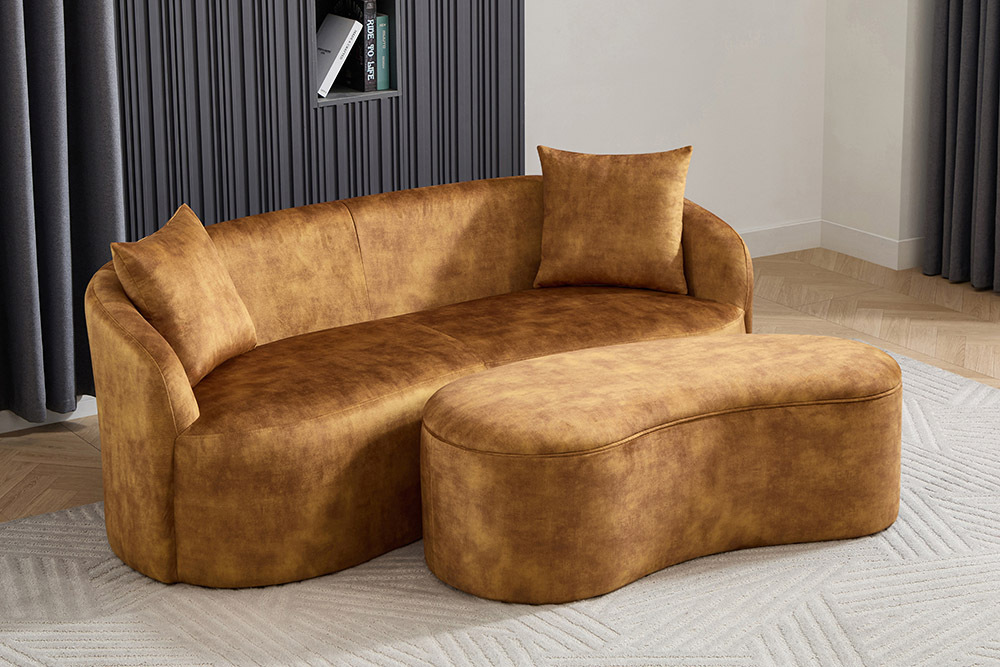 Extravagantes Sofa ELEMENTAL 180cm senfgelb Samt 2-Sitzer Couch Federkern