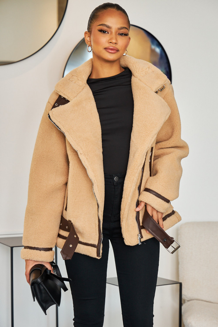 Perfecto camel en fourrure