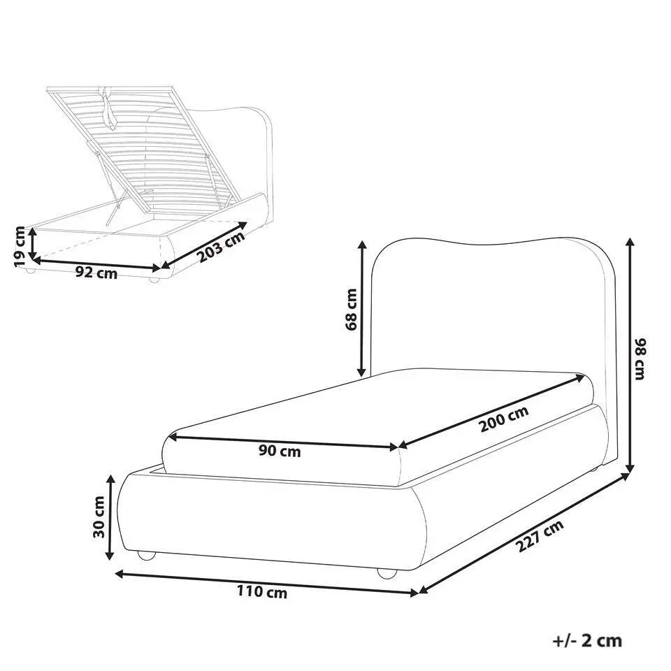 BLAGNAC - Bed met opbergruimte - Roze - 90 x 200 cm - Bouclé