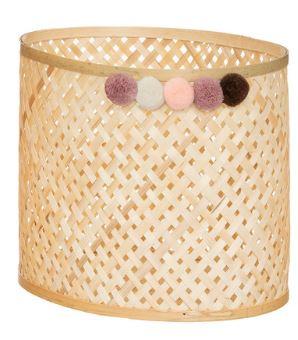 PANIER BAMBOU CAMPAGNE POMPON D.33.5X22.5X25.5CM