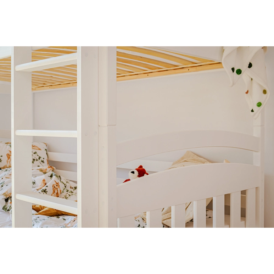 Kids Collective Hochbett 80x180 | 90x200 Etagenbett mit 2 Schubladen, Lattenrost, Rausfallschutz weiß mit Schublade