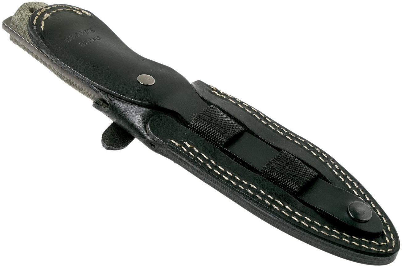 LionSteel T5B-CVG Green Canvas Micarta Black vaststaand mes