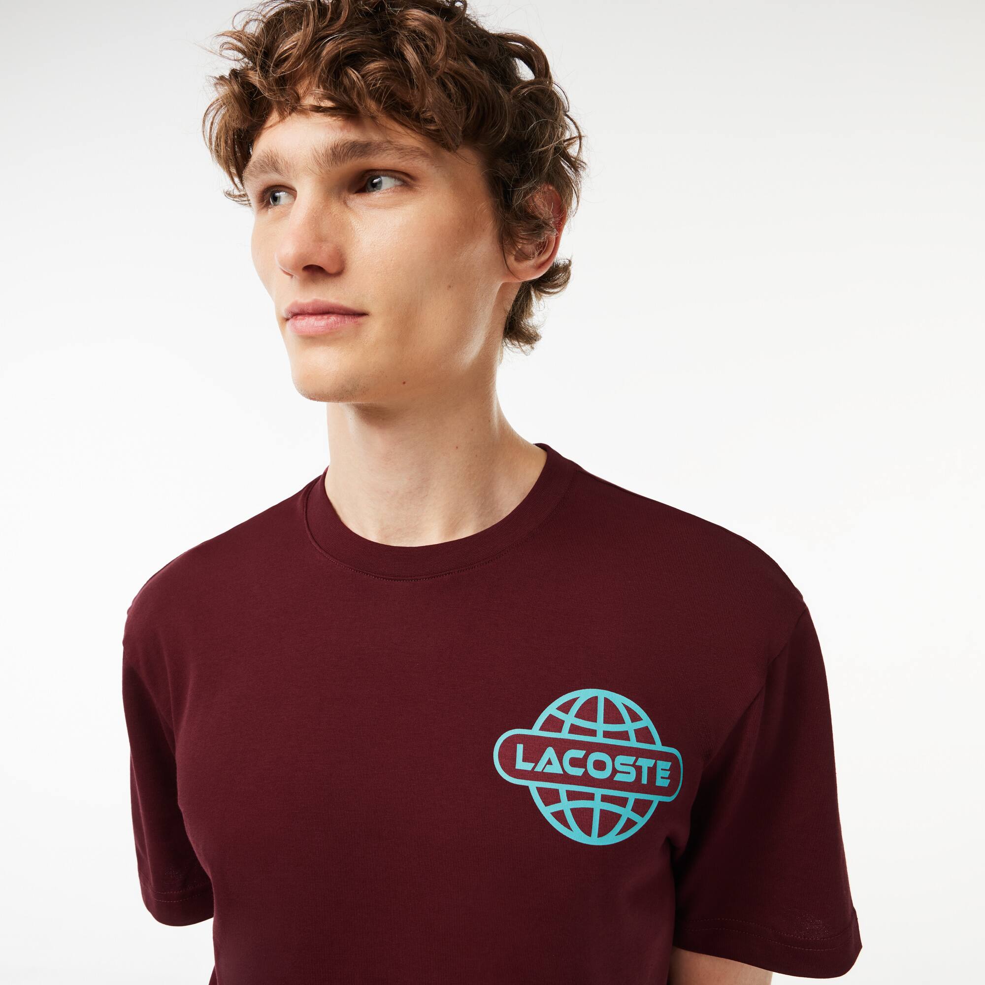 T-shirt imprimé en jersey épais de coton T-Shirts - Rouge - Lacoste - Homme