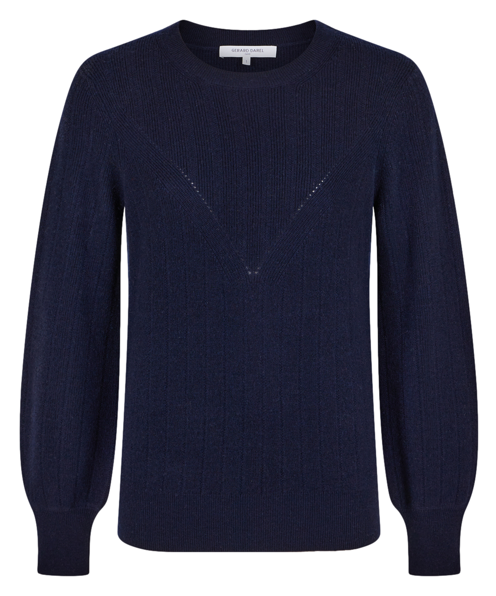 JANINE - Pull droit col rond en laine | Bleu