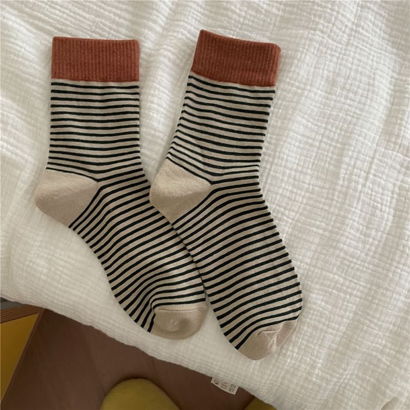 Lychee - Retro Color Block gestreepte sokken